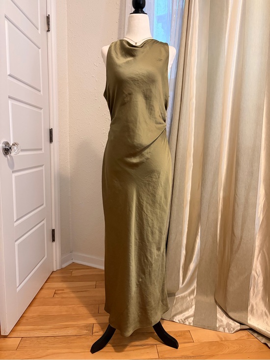 Aritzia Dresses & Skirts - Portrait Olive Satin Dress